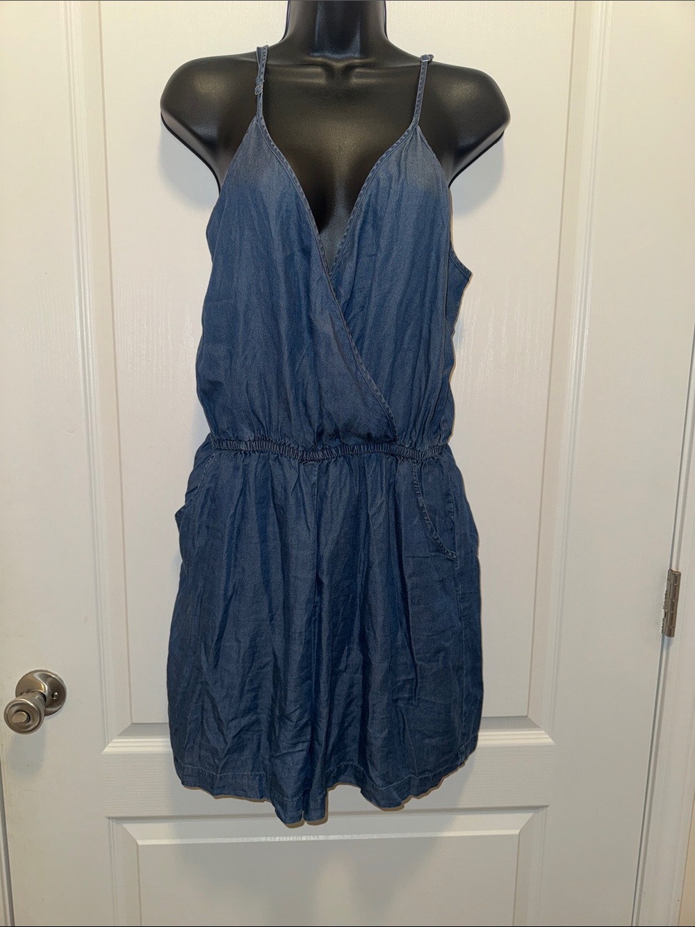 Ci Sono Denim Wrap-Front One-Piece Romper - Women’s Size XL